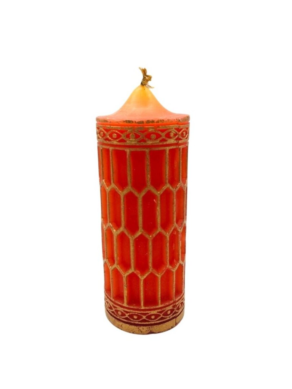 Radiant Originals Pillar Candle Gothic Cathedral Pane Red Gold Vintage MCM